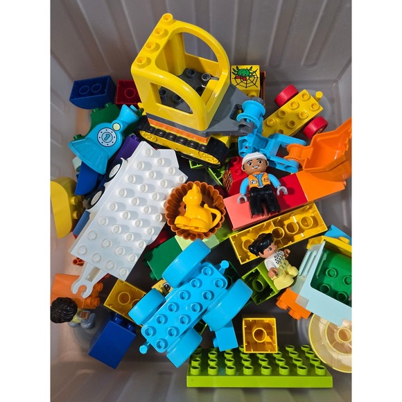 Lego Other - LEGO Duplo Bulk Lot Construction Excavator Tractor Figures Animals Mixed Bricks